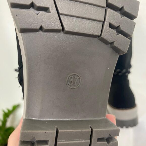 Black Gray Snow TEX Lace Up Snowflake Winter Boots US 6.5 - Picture 7 of 8